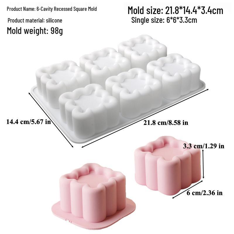 6-Cavity Flower & Heart Silicone Mousse Mold for Chocolate and Cakes