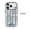 Oriental Porcelain Blue White Vertical Striped Floral Art Graphic Film Aesthetic Protective Shockproof Bumper Case For iPhone 13 14 15 16 Pro Max Plus