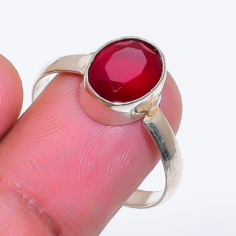 Natural Mozambique Garnet Gemstone 925 Sterling Silver Jewelry Ring Size 9 ZS-1510