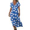 Fashion Women's Summer V-Neck Short Sleeve Floral Print Beach Dress