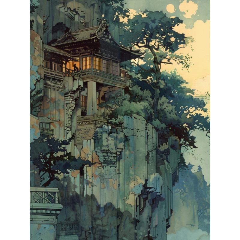 Винтажный постер в стиле Хироси Ёсида Традиционный японский деревенский пейзаж Холст Живопись Настенное искусство Гостиная Домашний декор