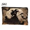 Witch Pumpkin Pattern Bag Storage Bag, with Smooth Zipper, Thickened Polyester Large Capacity Thick Canvas Cosmetic Halloween Printed Pouch Small Item