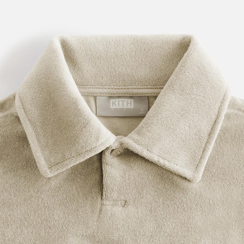 Kith Oversized Terry Letter Versatile Comfortable Short Sleeve Polo Shirt Kids Tops Khaki KHK030534-208
