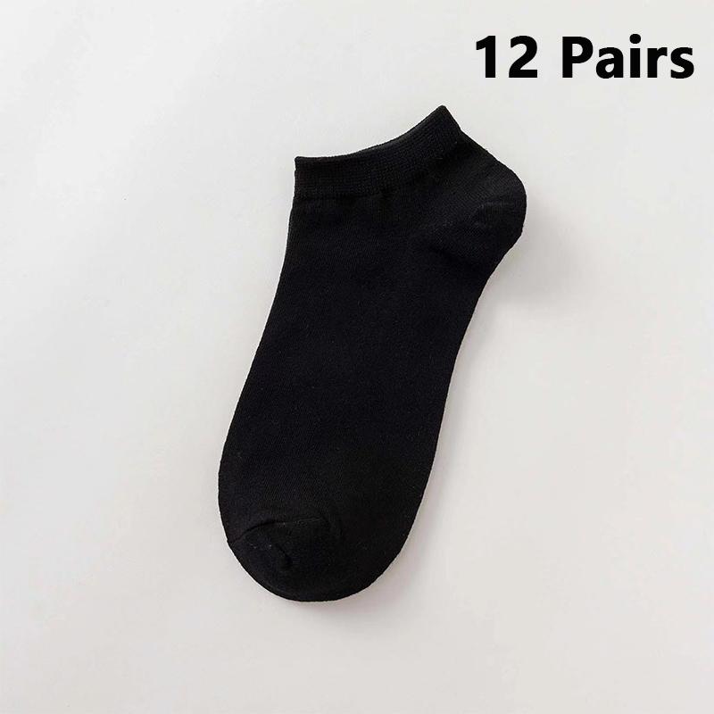 5/6/12 Pairs Men's Boat Socks Breathability Sweat Absorption Sports Business Socks Leisure Solid Color Men's Low Tube Floor Sock