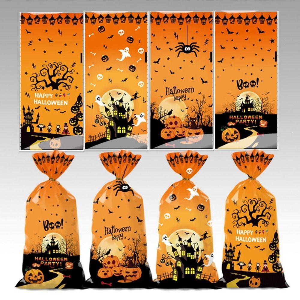 50pcs DIY Halloween Candy Bag Kids Favors Gift Wrapping Bag New Snack Packaging Pouch Halloween