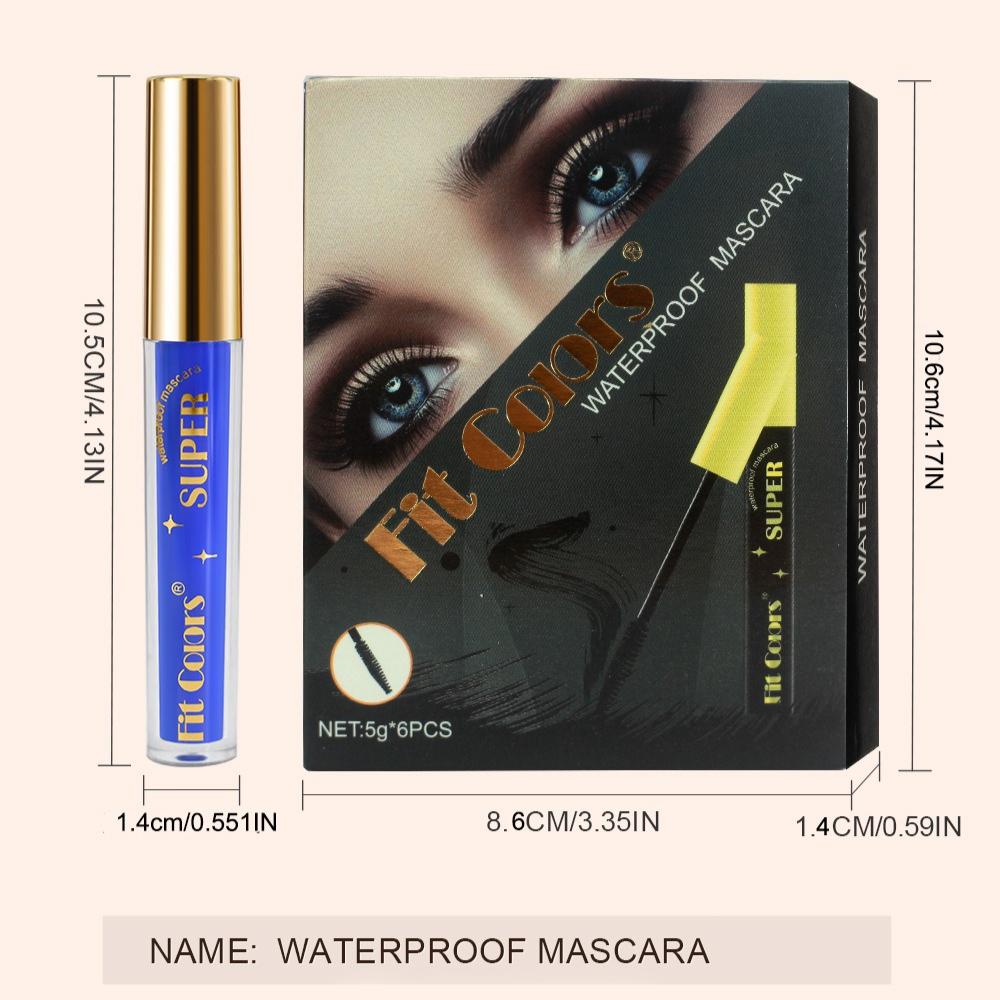 Fit Colors Набор цветной туши для ресниц из 6 штук, водостойкий, не смазывающийся, удлиняющий, загущающий, подкручивающий, набор цветного макияжа для глаз для фестиваля, сцены, вечеринки, женщин