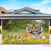 2D plane 1 piece - Horizontal banner fabric with a tiger-striped yellow flower background suitable for home decoration