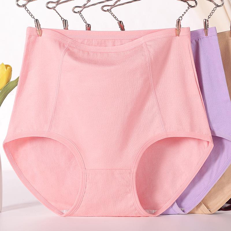 Женские трусики с высокой талией красного цвета для женщин среднего возраста и пожилых людей, большие размеры