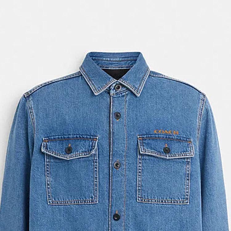 COACH Shirts Men's Indigo Lapel Moderate Other CK515-NJ7