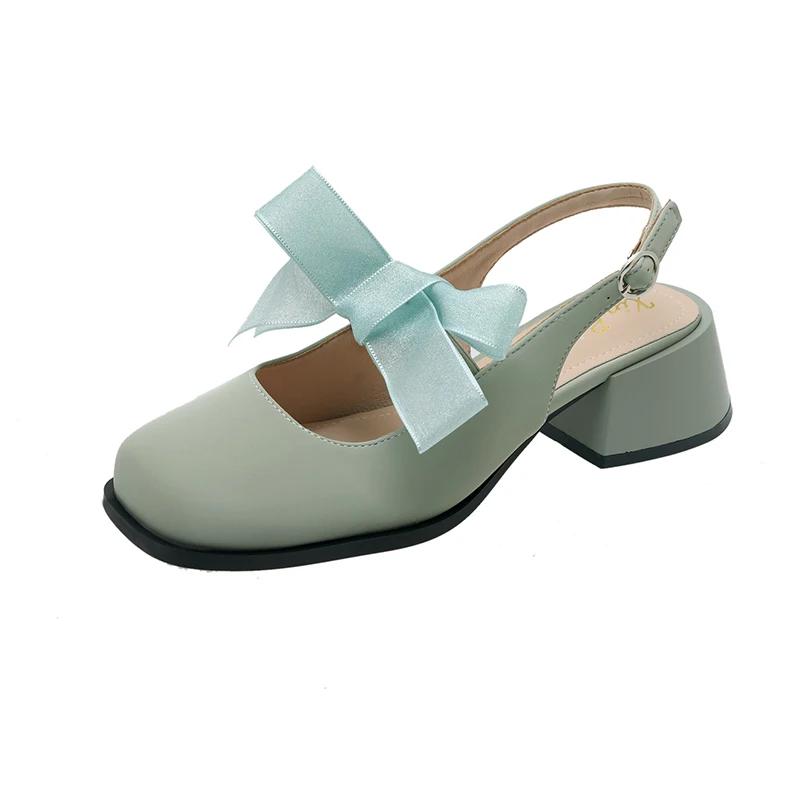 2024 Туфли-лодочки в стиле Лолиты на толстом каблуке, популярный бренд 2024 года, весна-лето, элегантные женские туфли-лодочки во французском стиле со шнуровкой, балетные туфли
