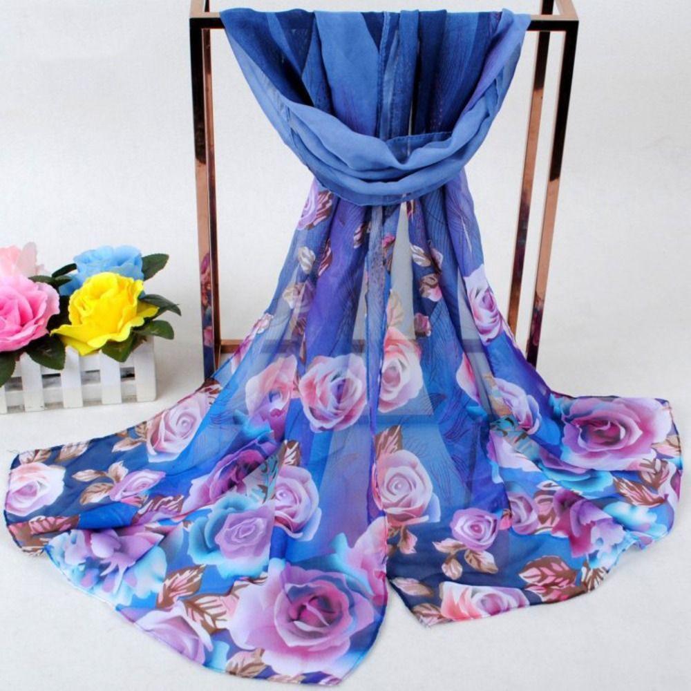 Peacock Feather Rose Pattern Gradient Shawl Sun Protection Neck Scarf The New Scarf  Women's