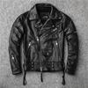 First Layer Cowhide Leather Jacket Men's Motorcycle Rock Motorcycle Suit Slim Short Jacket