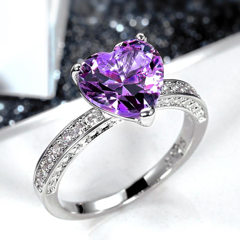 Huitan Luxury Solitaire Женские обручальные кольца в форме сердца AAA Pink Circonia Предложения Кольца для подруги Подарок на годовщину