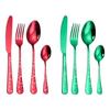 Набор столовых приборов из 4 предметов высокого качества, рождественский, из нержавеющей стали, красный, зеленый, столовая посуда, нож, вилка, ложка, столовые приборы, можно мыть в посудомоечной машине