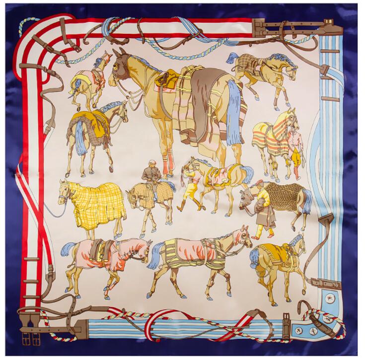 90*90cm Luxury Brand Women Silk Scarfs Van Gogh Painting Square Scarves Spring Summer Shawls For Ladies