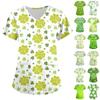 Women's Fashion V-neck Short Sleeve Workwear With Pockets St. Patrick's Day Printed Tops