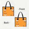 Cute Fox Printed Tote Bag Large Portable Shoulder Bag for Daily Commute Shopping Handbag
