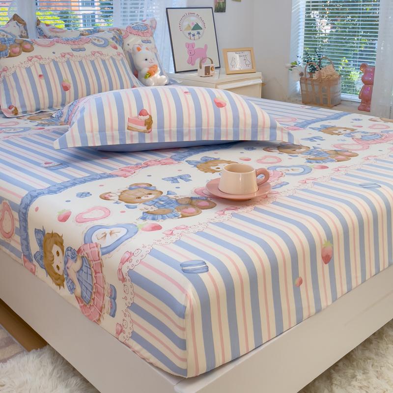 100%Cotton Bed Sheets Flower Printed Fitted Sheets for Bed Sábanas Para camaQueen/King Bed Sheet Cotton(without Pillowcase)