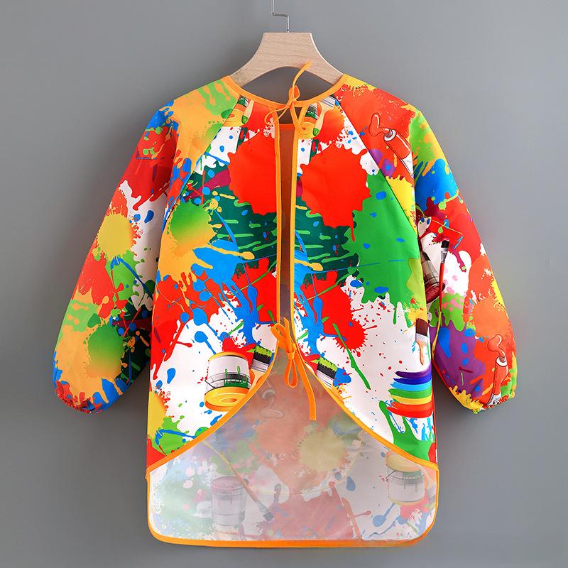 Детский фартук для рисования Водонепроницаемые фартуки с длинными рукавами Детский художественный халат Детский нагрудник для еды Детский фартук