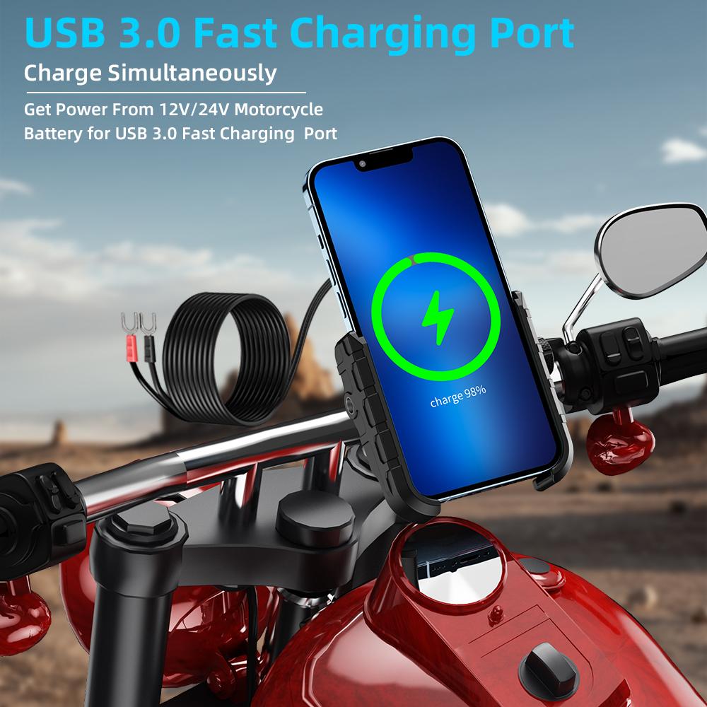 Xiaomi Motorcycle Phone Mount with Charger USB C 20W Fast Charging Port Waterproof Motorcycle Cell Phone Holder Cradle