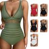 Womens 1 Piece Swimsuit Girls Full Coverage Bathing Suit Sexy V-neck Swimsuit Ladies Mesh Swimwear for Beachwear