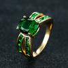Delicate Green Oval Cubic Zirconia Stone Hollow Ring for Women Luxury Wedding Rings Gold Color Engagement Jewelry