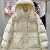 2024 осень-зима новый женский пуховик средней и длинной длины с капюшоном на трех пуговицах, утолщенная талия модная теплая куртка на утином пуху