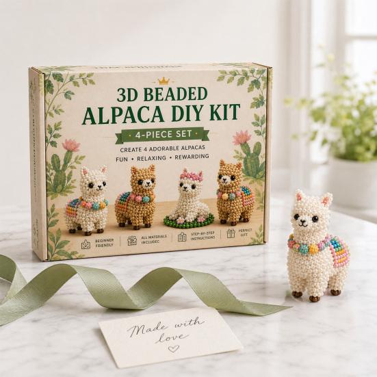 3D Beaded Animal Cute Beaded DIY Kit Frog Alpaca