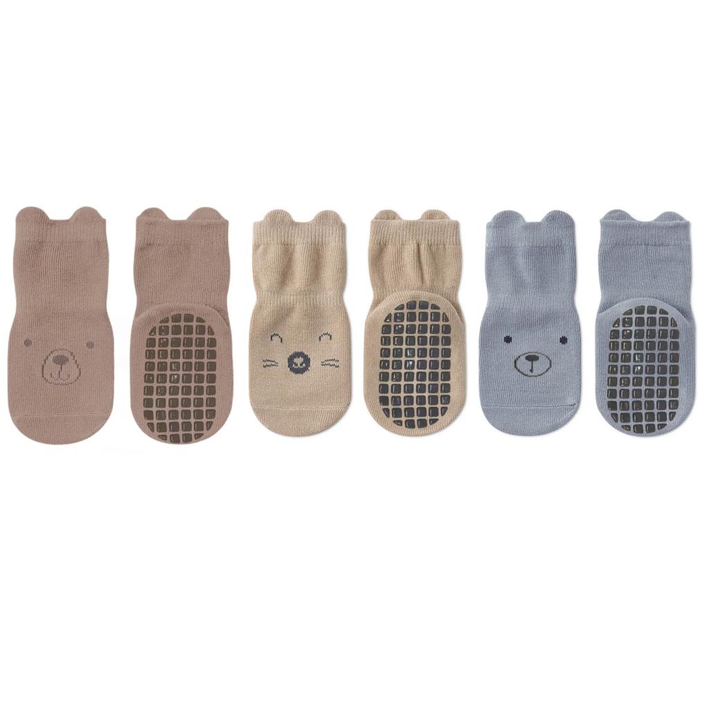 3 Pairs/Set Infant Baby Girls Anti-slip Socks Cotton Cartoon Toddler Girl Mid Tube Sock Children Kid Girl Indoor Rubber Sock Kit