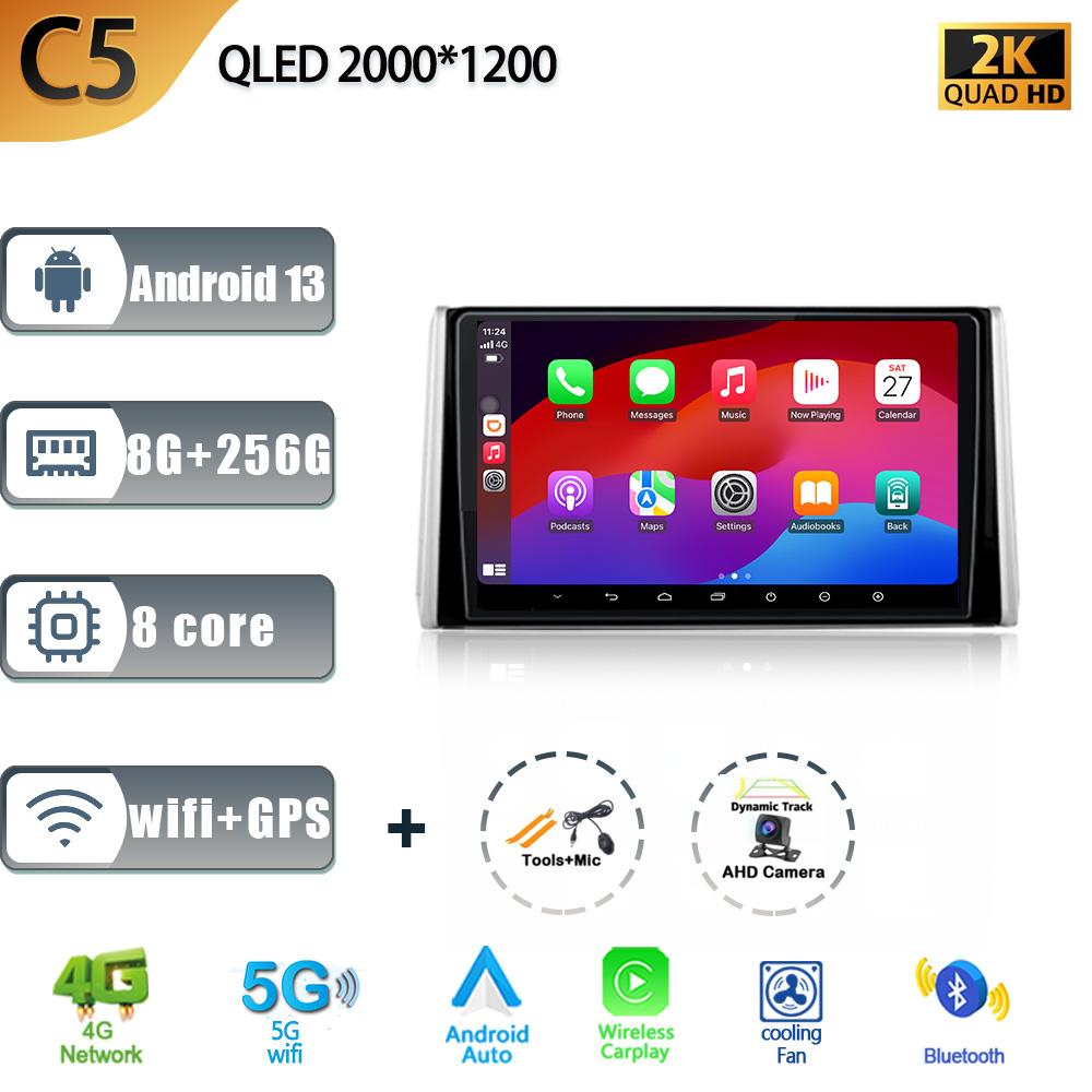 Беспроводной CarPlay для Toyota RAV4 XA50 2018-2020 Аудио Стерео Android 13 Автомагнитола Мультимедиа GPS Навигация WIFI 4G Авто Экран