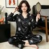 High-end new sweet bow polka dot ice silk cool pajamas women's loungewear long-sleeved trousers two-piece set