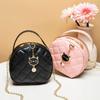 Female Cute Cat PU Leather Messenger Bag Round Handbags Crossbody Chain Shoulder Bags