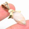 Natural Pink Opal Gemstone Two Tone 925 Solid Sterling Silver Pendant 1.75" J8t93