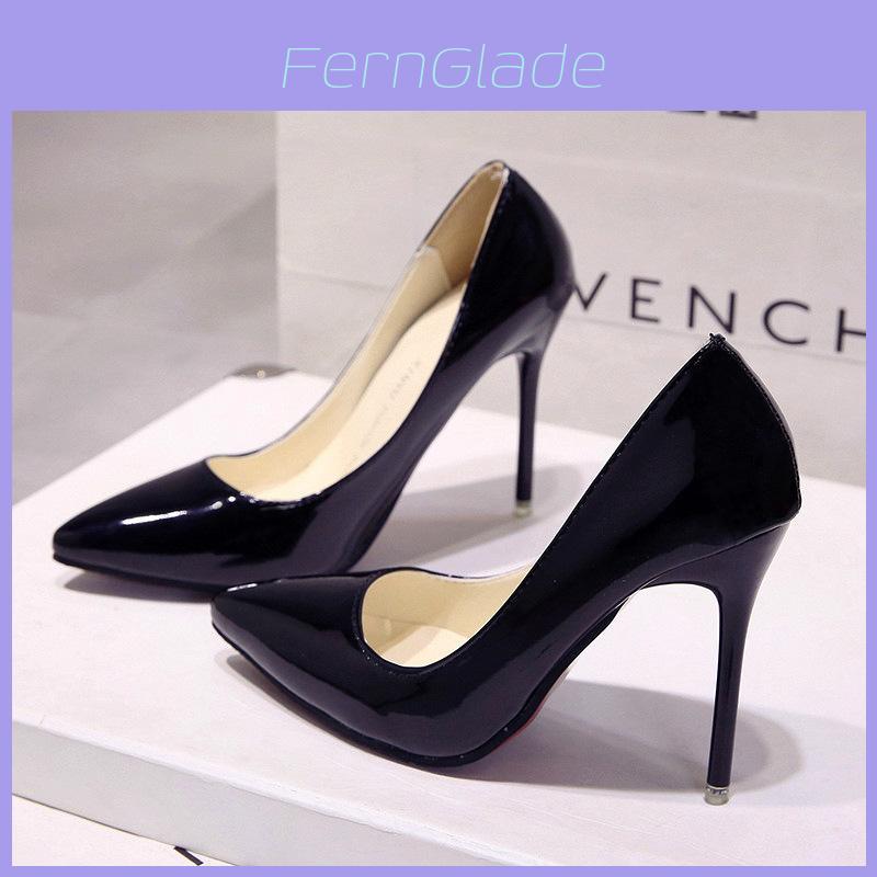 Elegant Black Pu Pointed Toe High Heels For Women With Waterproof Platform For Daily Wear
