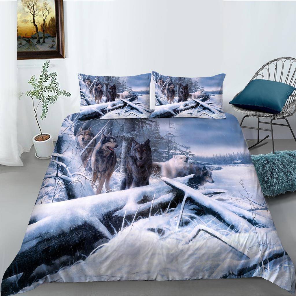 Etc Creative Wolf Series Digital Printing Bedding Two Or Three Piece Set Polyester