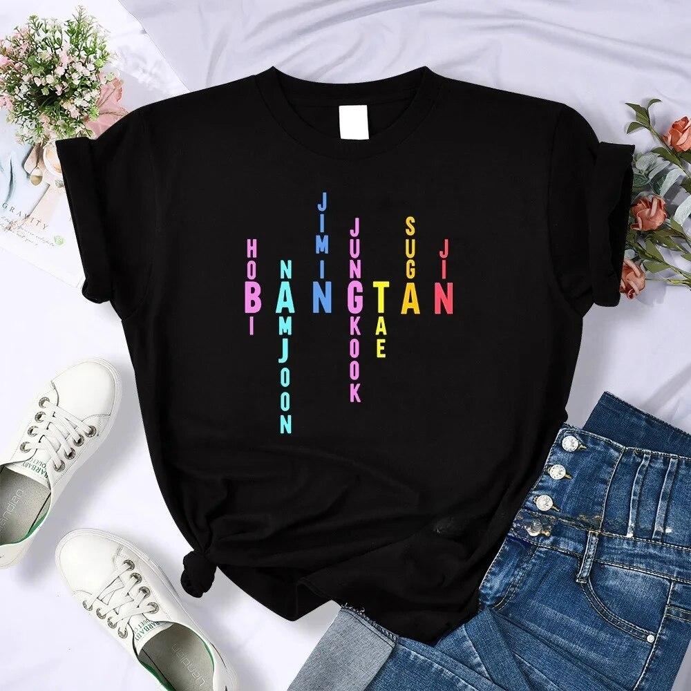 100% Хлопок Футболка Унисекс Женская Одежда Bangtan Boy Suga Корейский Стиль Kpop Буквы Напечатанный Графический Футболка Летняя Одежда Унисекс