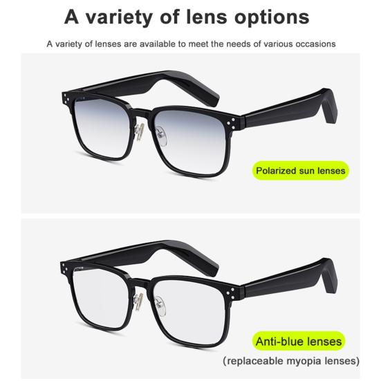 1 комплект умных очков, беспроводная гарнитура с длительным сроком службы батареи, высококачественные Bluetooth-совместимые музыкальные очки для звонков