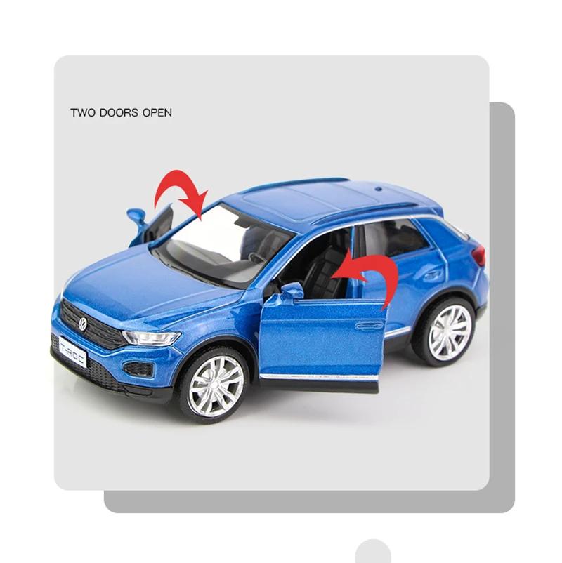 1/36 Модель автомобиля из сплава Volkswagen T-ROC Литая под давлением и игрушечные транспортные средства Металлическая модель автомобиля Симуляция Оттягивание назад Коллекция Детская игрушка F344