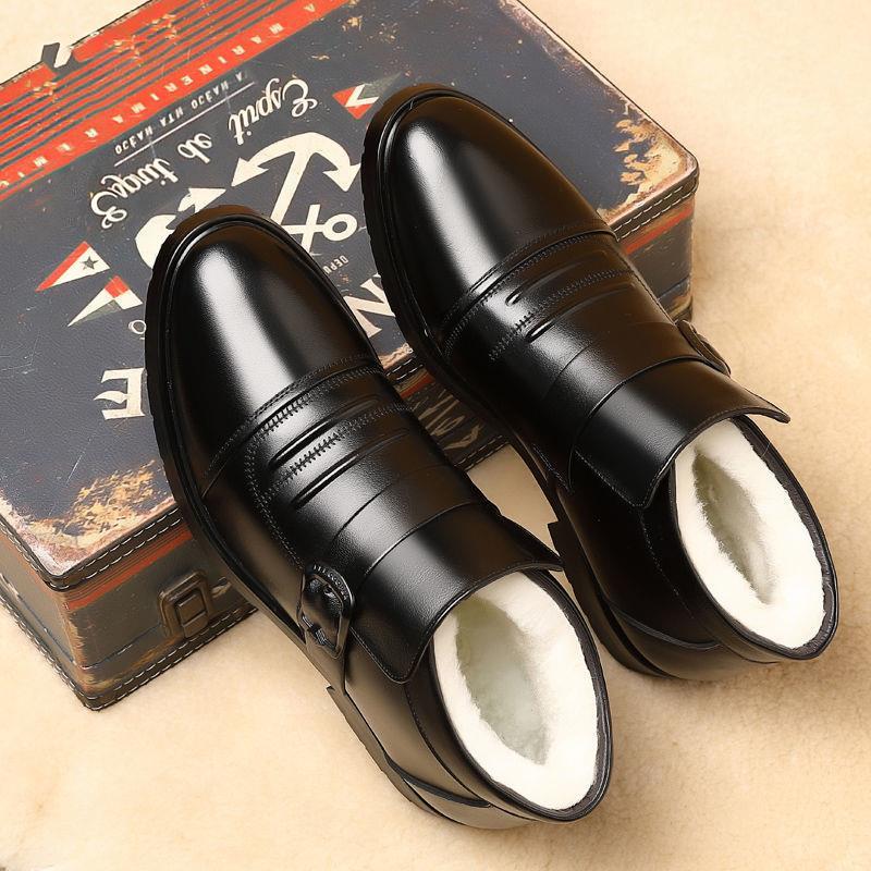 Модные новые модные мужские зимние ботинки Casua High-top мужские хлопковые кожаные ботинки теплые и бархатные папины ботинки