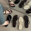 Stylish and Simple Belt Buckle Toe Flip-flops Women's Summer New Temperament Casual Cool Slippers