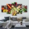 5Pcs Vegetable Cooking Kitchen Decor Pictures Paintings Poster HD Print 5 Pieces Canvas Art Home Decor No Framed 5 Panel