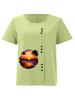 Women's Fashion Landscape Pattern Printing Shot Sleeve T-shirt Loose Cotton Shirt Casual Loose Summer Plus Size Blouse Tops