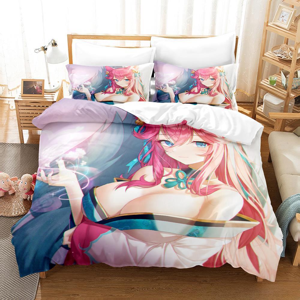 Комплект постельного белья League of Legends Spirit Blossom Ahri Single Twin Full Queen King Size Bed Set Adult Kid Bedroom Duvet cover Sets