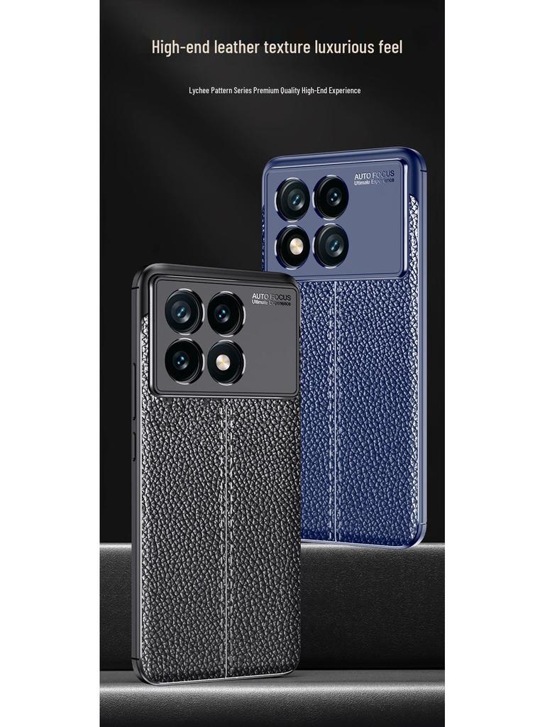 Мягкий чехол с текстурой кожи для Redmi Note 15 Pro/K80 Pro - Однотонный кожаный защитный чехол