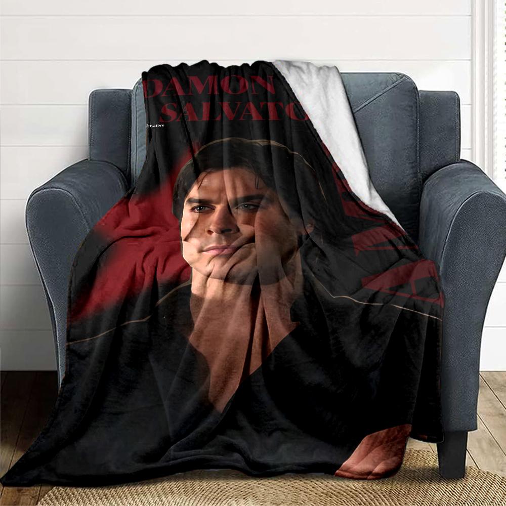 Damon Salvatore Vampire Blanket Soft Throw Blanket For Home Bedroom Bed Sofa Travel Office Solid Christmas Blanket