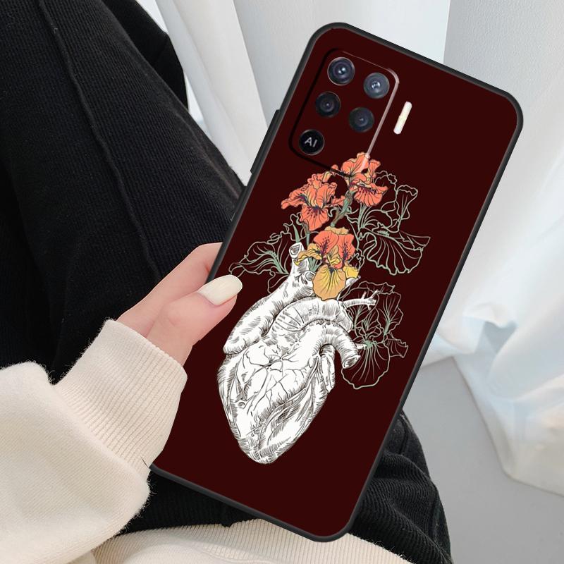 Чехол-анатомия человеческого сердца для Oppo A96 A76 A16 A60 A98 A58 A78 A18 A38 A80 A40 A77 A57 A17 A74 A54 A94 A15 A5 Pro