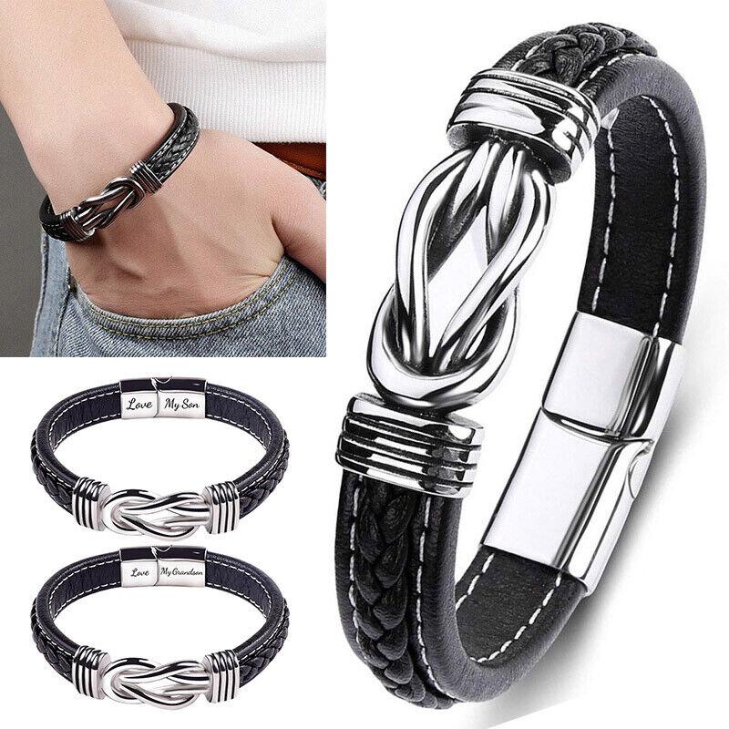 Mother And Son Forever Linked Together Men's Braided Leather L