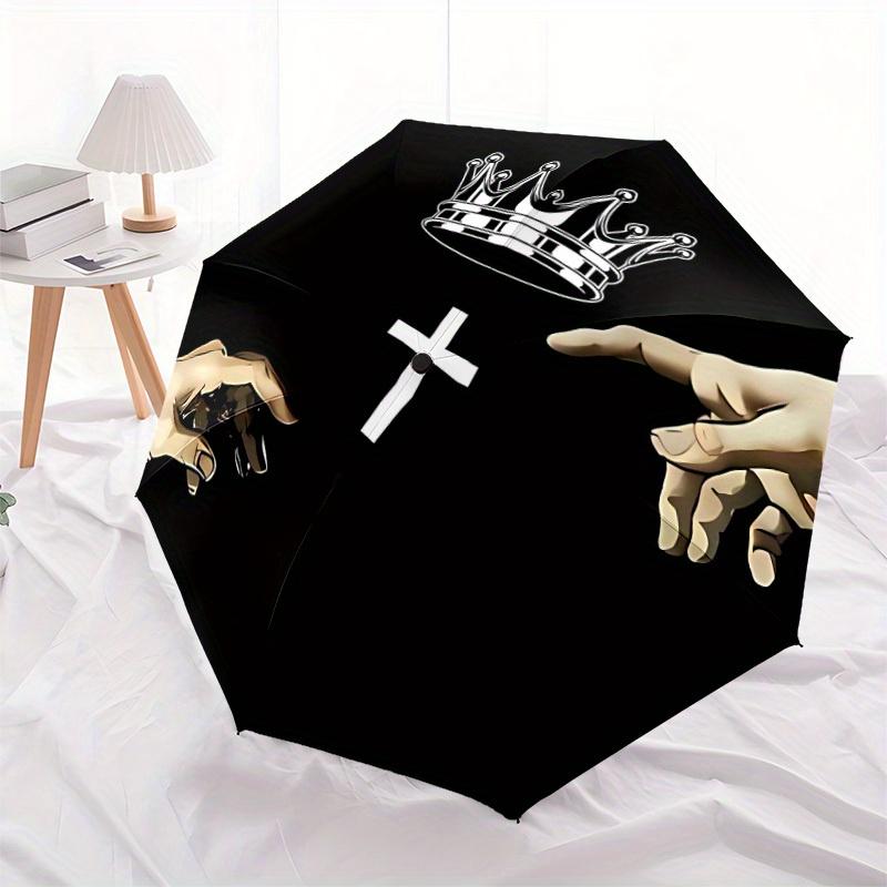 1pc Cross Crown Automatic Open/close Folding Umbrella, Compact Portable Travel Umbrella,Durable Construction yy250814188