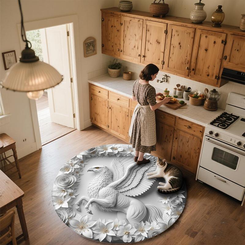 Griffin,Round Area Rug,Carpet Rug for Living Room Bedroom Sofa Playroom Decor,Non-slip Floor Mat