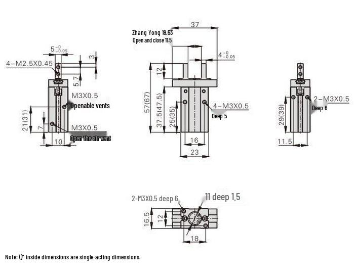 AirTAC Long Stroke Pneumatic Finger, Single Acting (HFSKL/TKL-10/16/20/25-B/N/F)